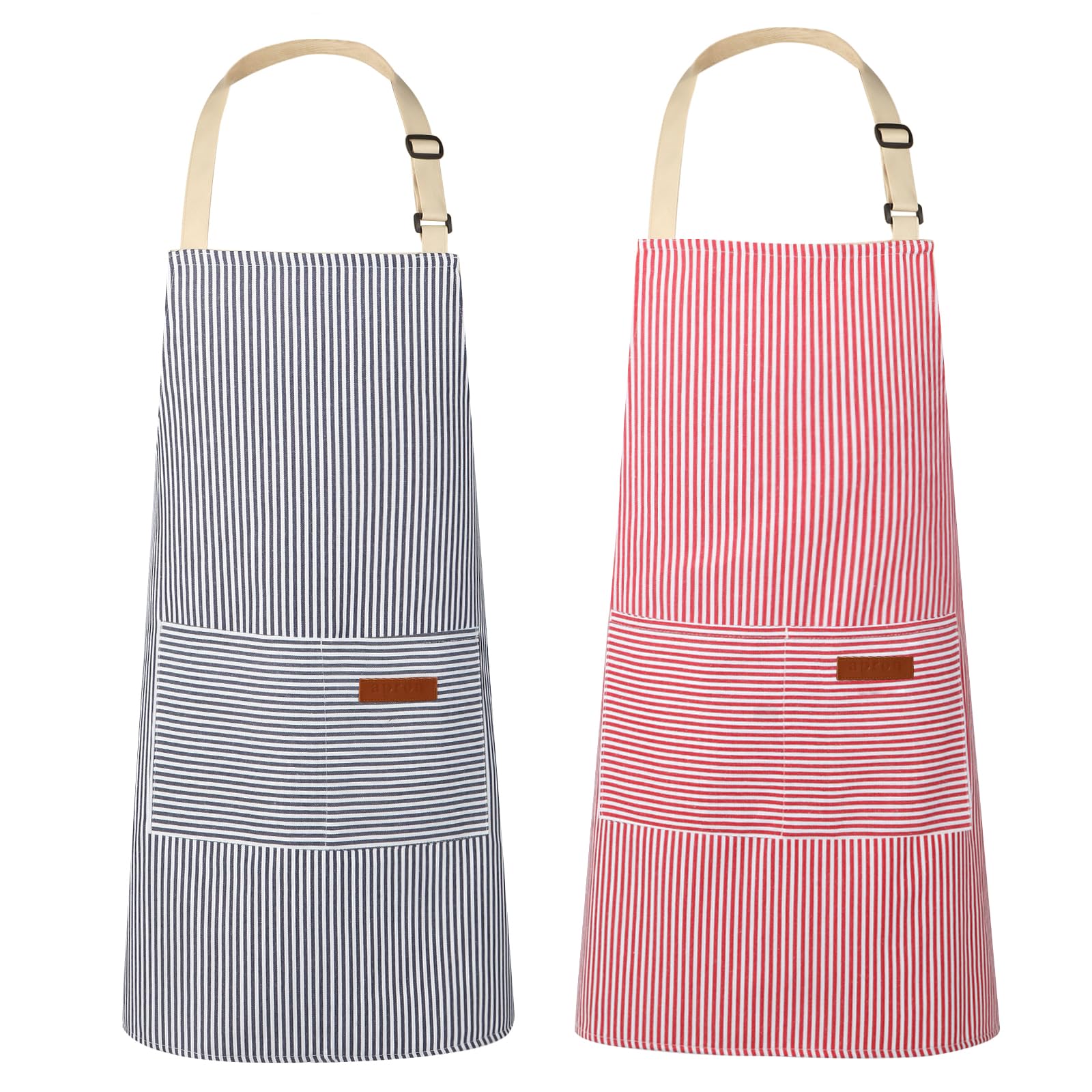 VALOME dual-pocket apron in pink with front pockets for quick access during cooking