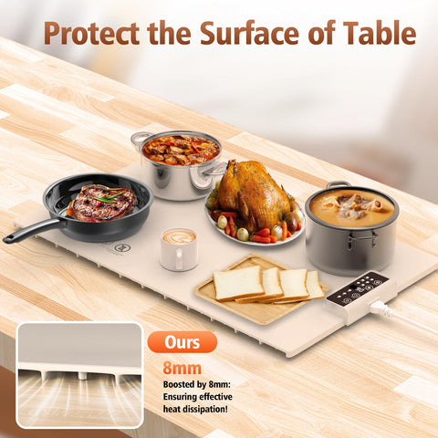 Valuejoy warming mat silicone surface is easy to wipe clean after meals.