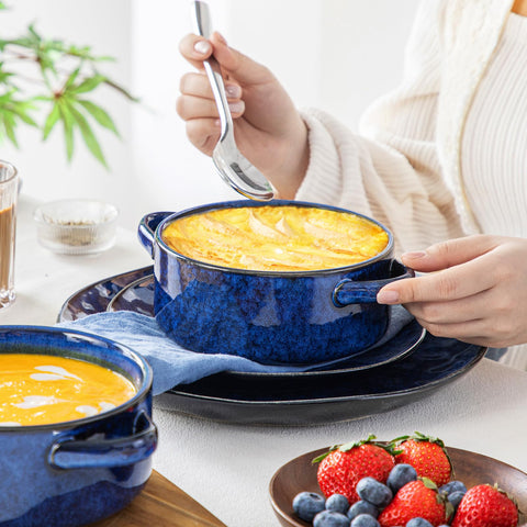 Generous 30-ounce capacity suits soups, stews, cereals, and pasta.