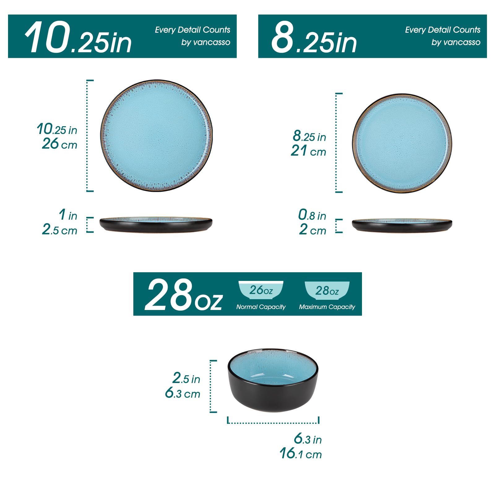 Vancasso AMBER plates close-up with glaze texture for durable daily use.