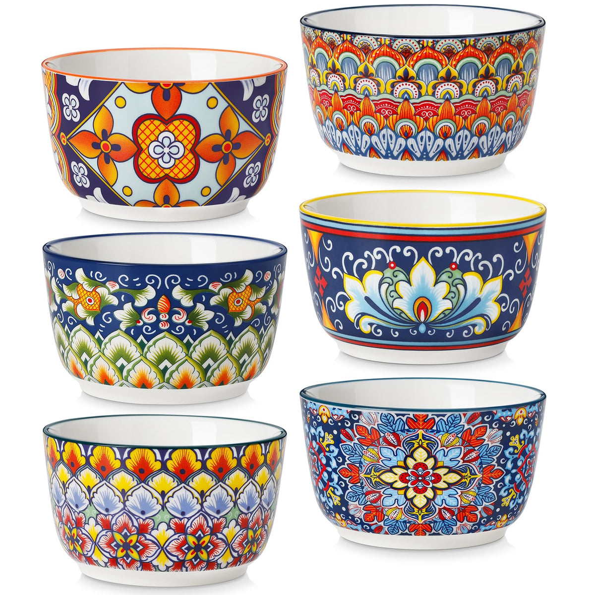 Vancasso bohemian 8 oz ramekins in vibrant glaze, ideal for single desserts and baking.