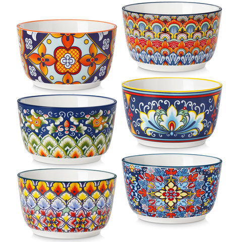Vancasso bohemian 8 oz ramekins in vibrant glaze, ideal for single desserts and baking.