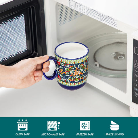 Vancasso Boho coffee mugs with meadow pattern, great for family breakfasts.