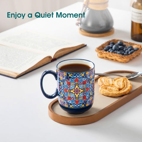 Vancasso Boho coffee mugs with orchid pattern, enhances hot chocolate moments.
