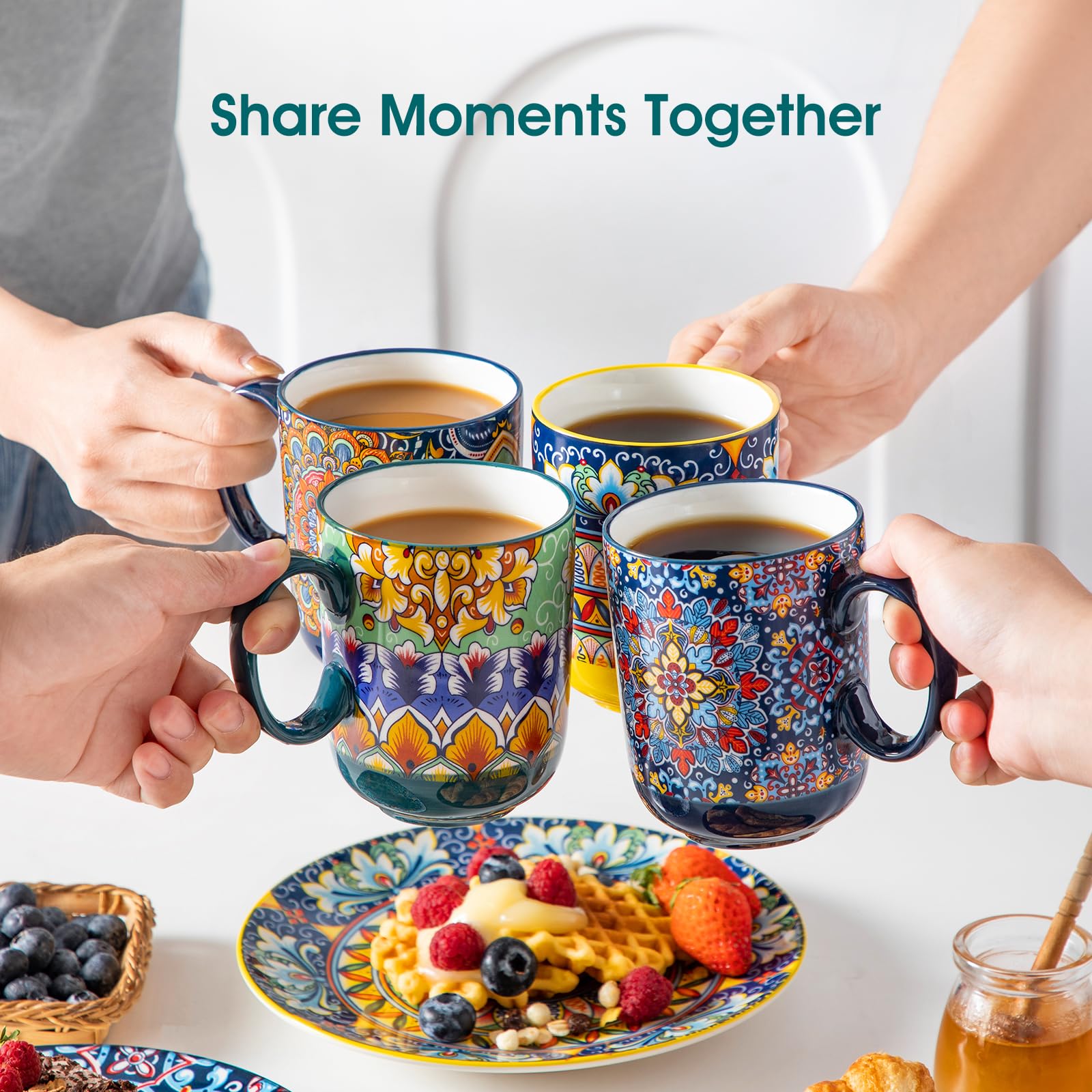 Vancasso Boho coffee mugs with sierra pattern, sturdy grip for everyday use.