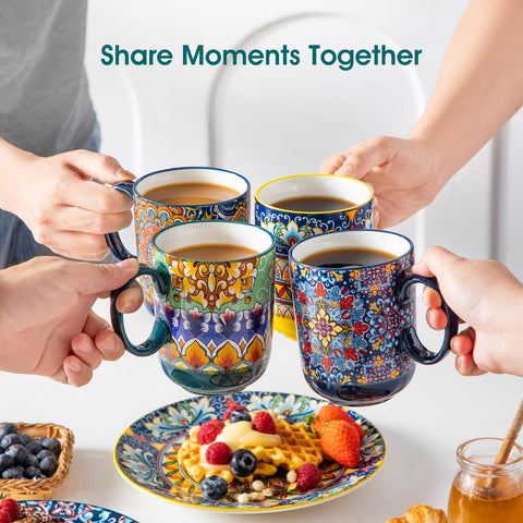 Vancasso Boho coffee mugs with sierra pattern, sturdy grip for everyday use.