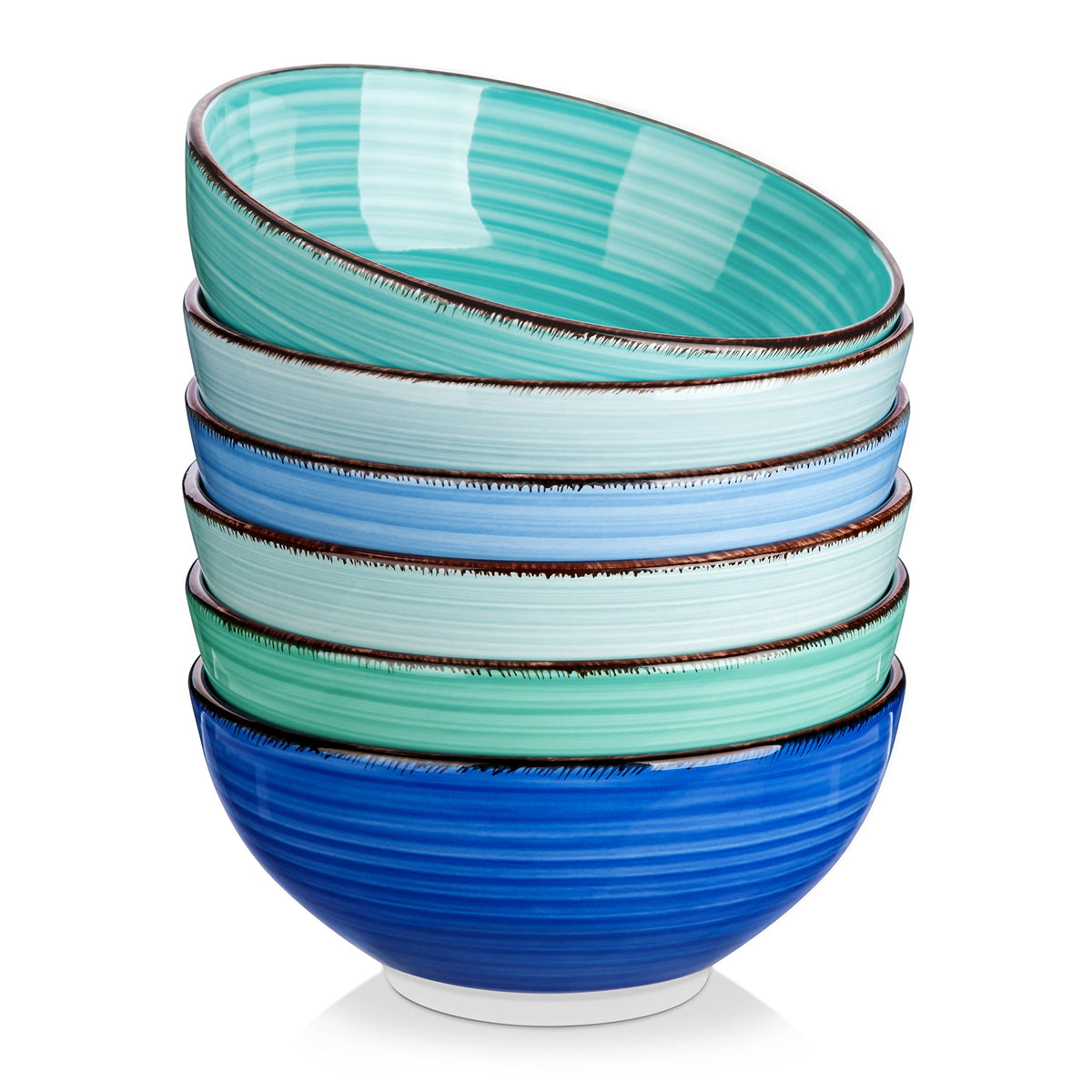 Vancasso Bonita blue bowl with brown eyelash rim, ideal for everyday cereals