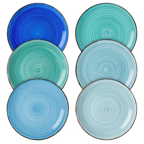 Vancasso Bonita Blue salad plates with swirl design enhance dessert presentation