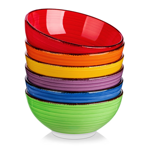 Vancasso Bonita bowls front view show six colorful hues for everyday meals.