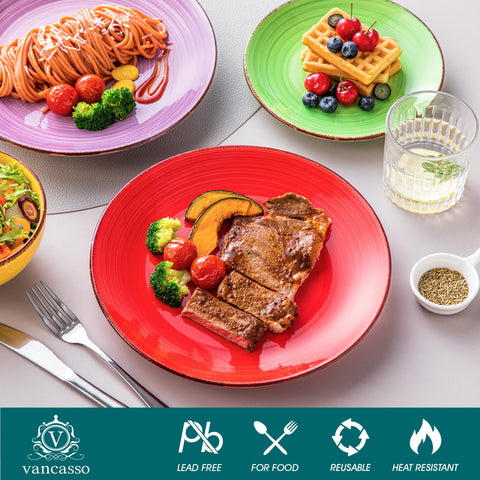 Vancasso Bonita spiral-pattern plate closeup highlights artistic table decor.