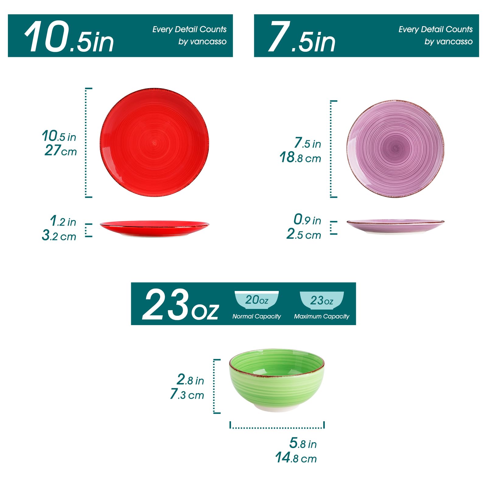 Vancasso Bonita spiral salad plate adds color to casual or formal lunches.