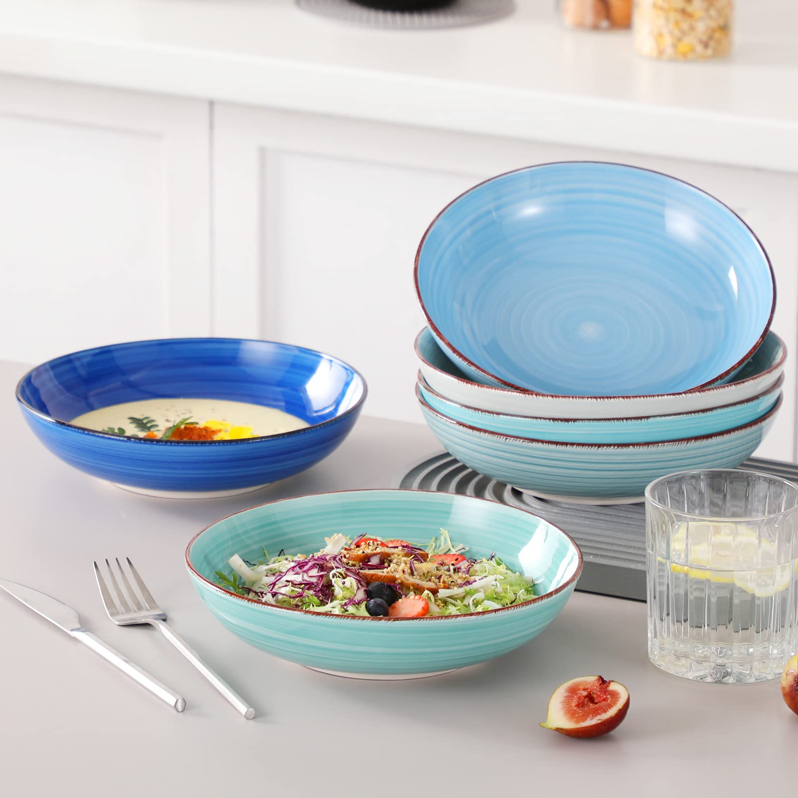 Stackable Bonita bowls saving cupboard space in a modern kitchen