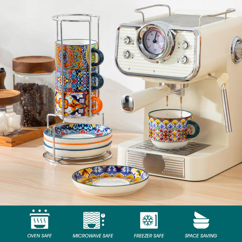 Vancasso 8oz ceramic cup is microwave safe and easy to clean.