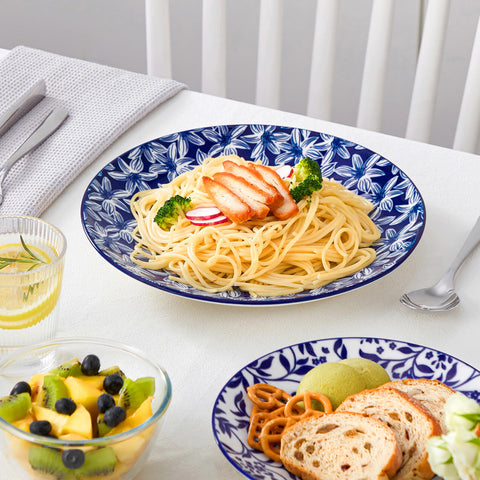 Vancasso blue and white design adds timeless table charm.