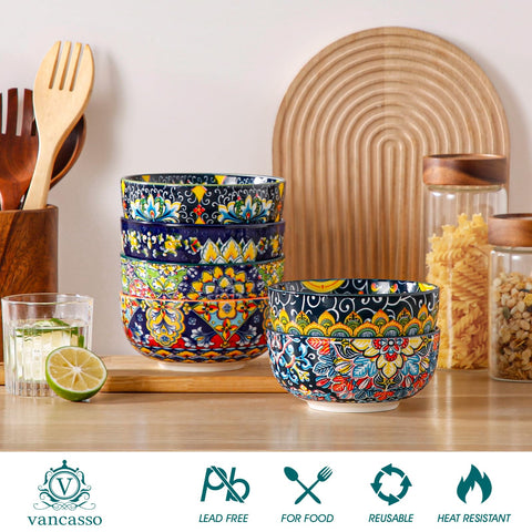 Vancasso cereal bowls with 28 oz capacity for salads and pasta portions.