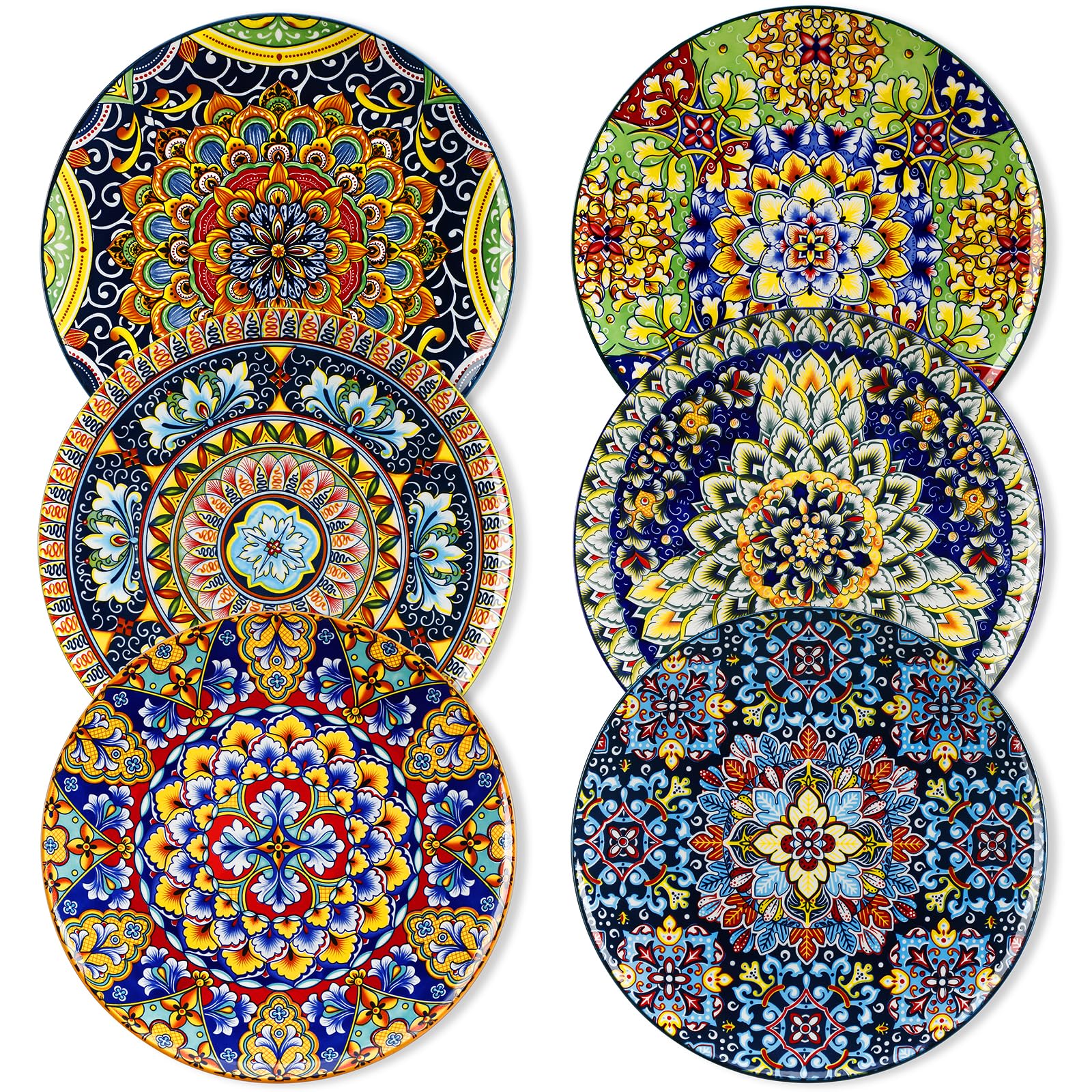 Vancasso dinner plates with colorful boho design for vibrant dining