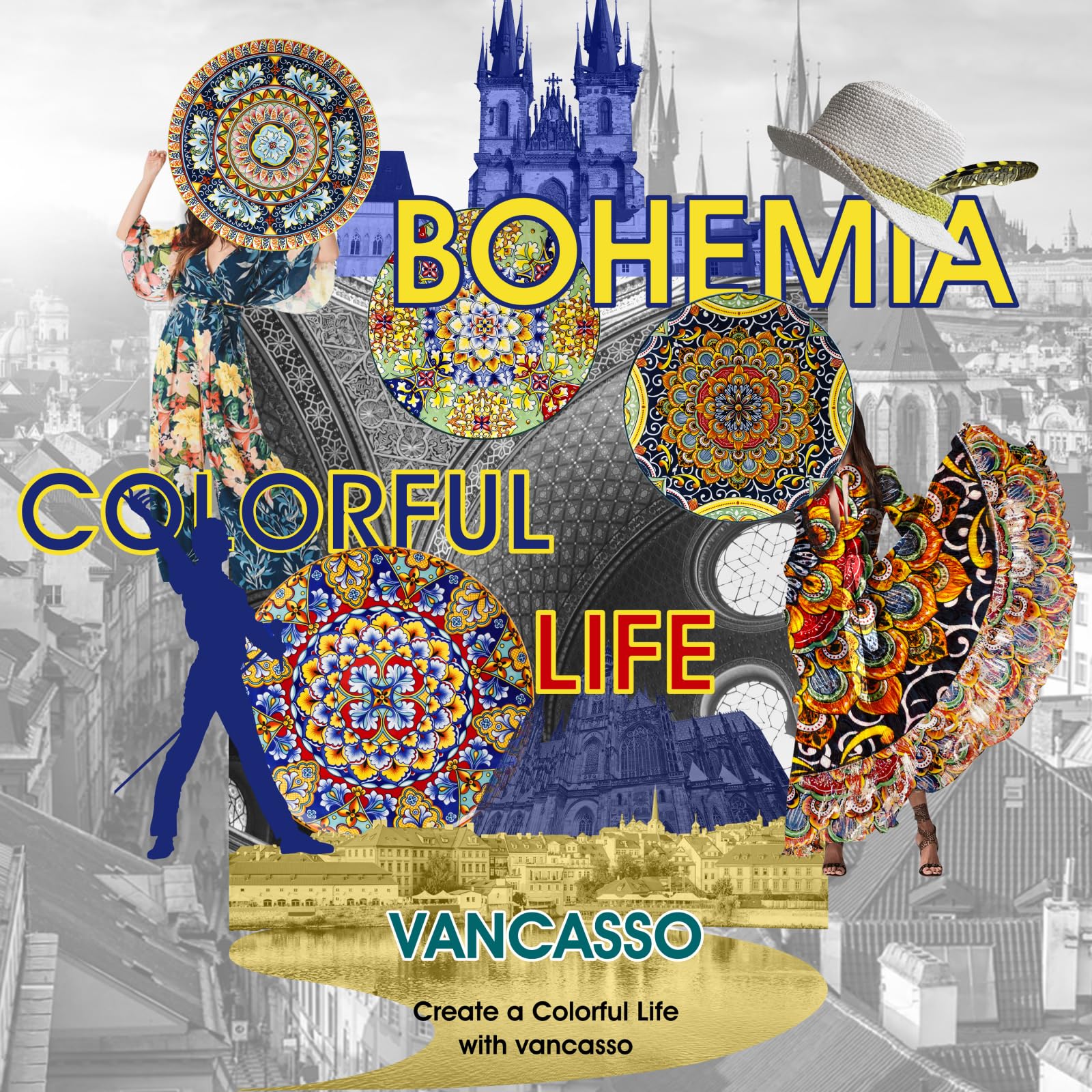Vancasso dinner plates add color to table settings and walls