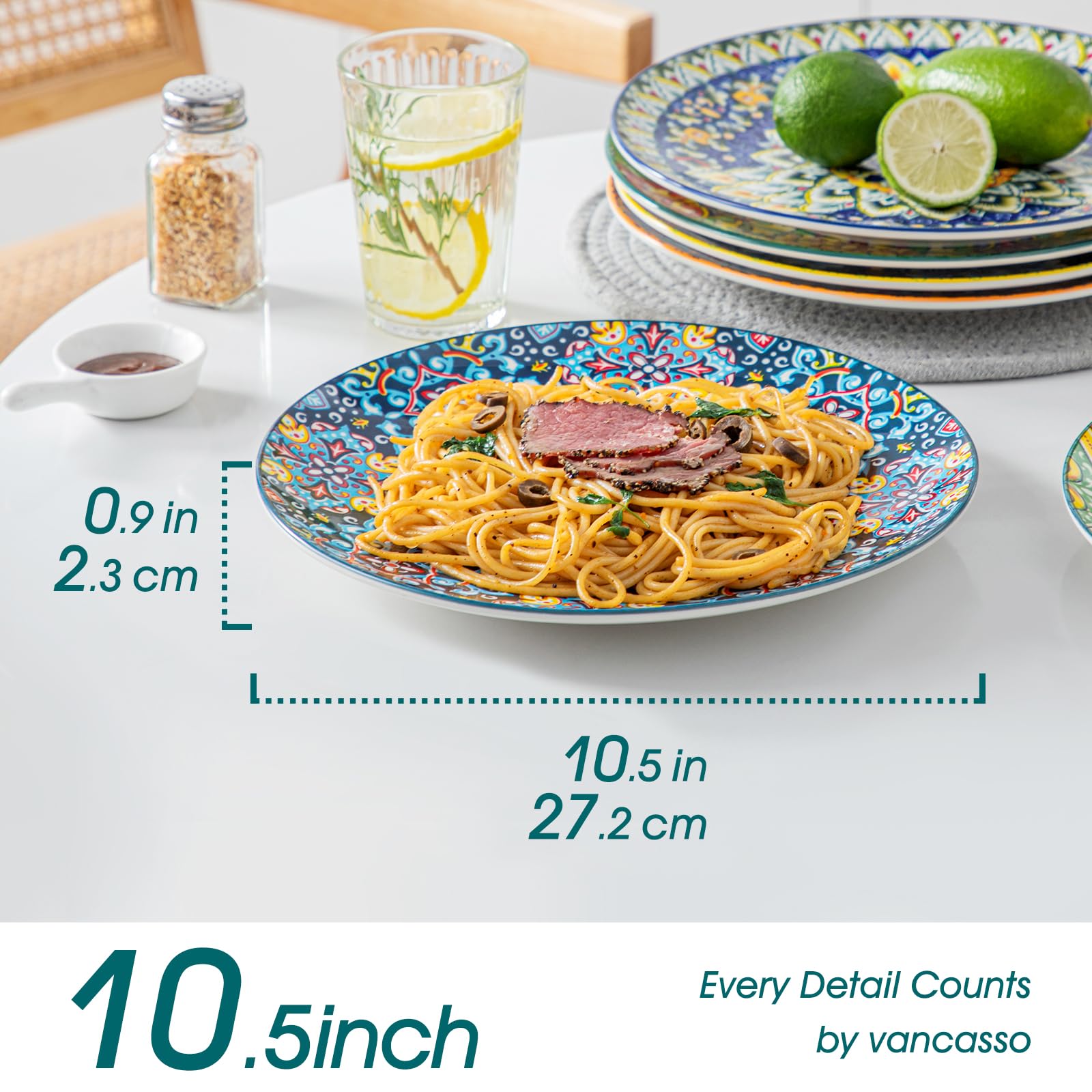 Vancasso dinner plates with a glossy ceramic finish for easy cleaning