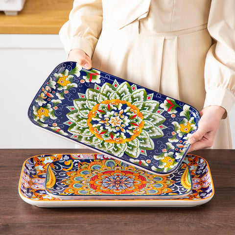 Vancasso dishwasher-safe platter stackable for easy storage and cleanup.
