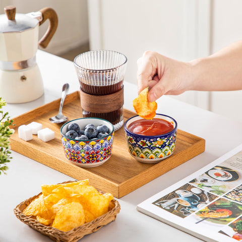 Vancasso porcelain ramekins are dishwasher, microwave, and oven safe.