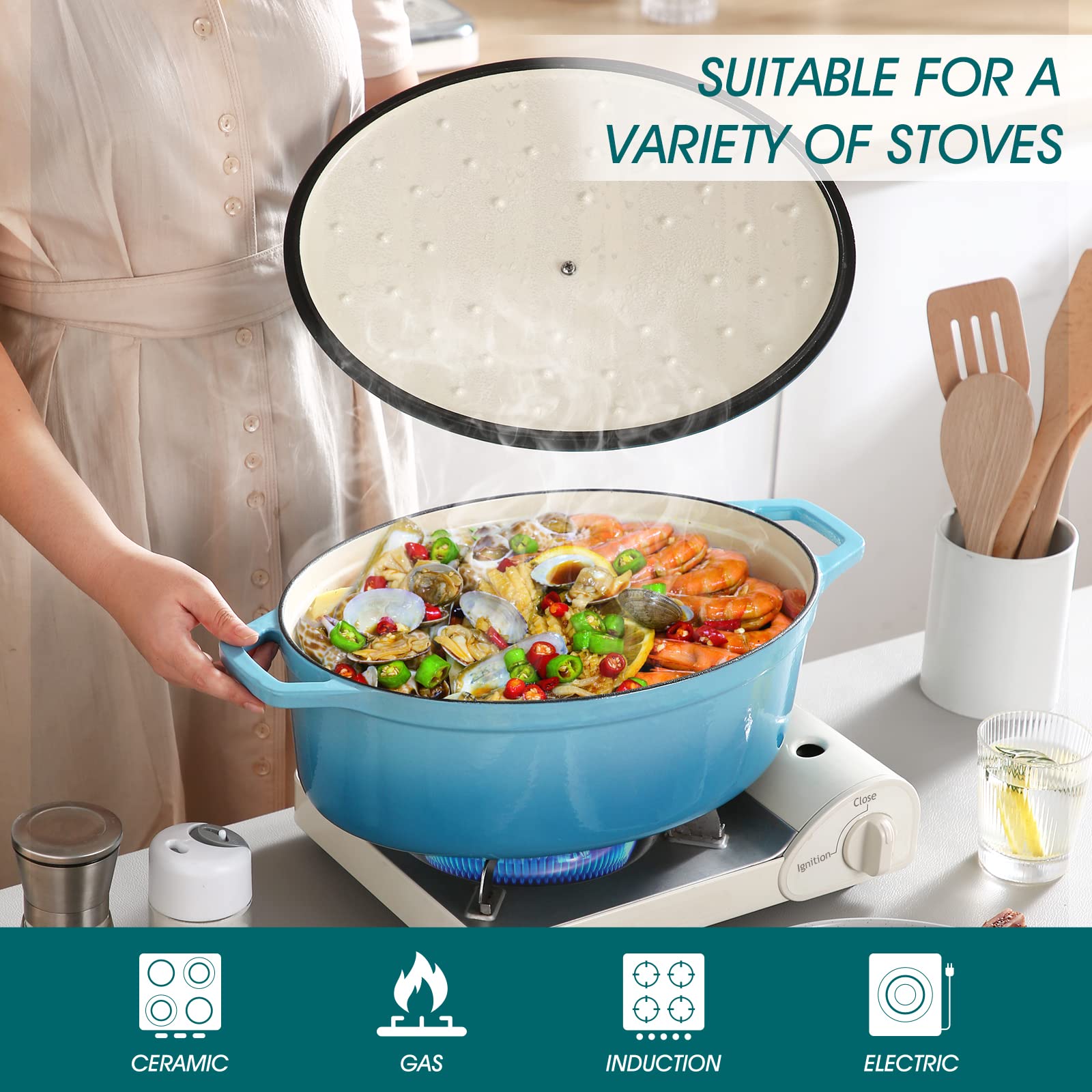 Vancasso exterior light blue finish adds kitchen style and durability