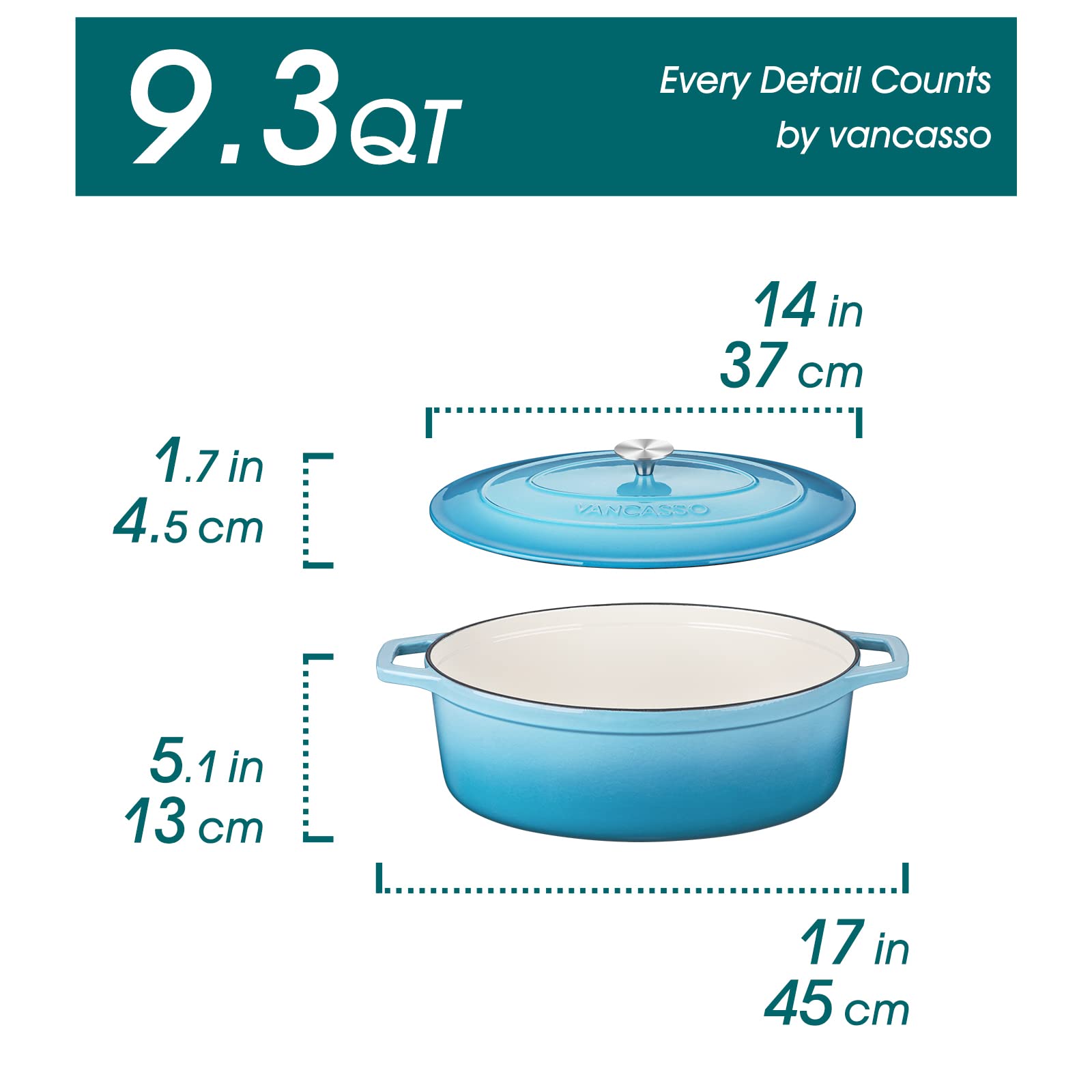 Vancasso interior cream enamel enhances visibility of simmering sauces