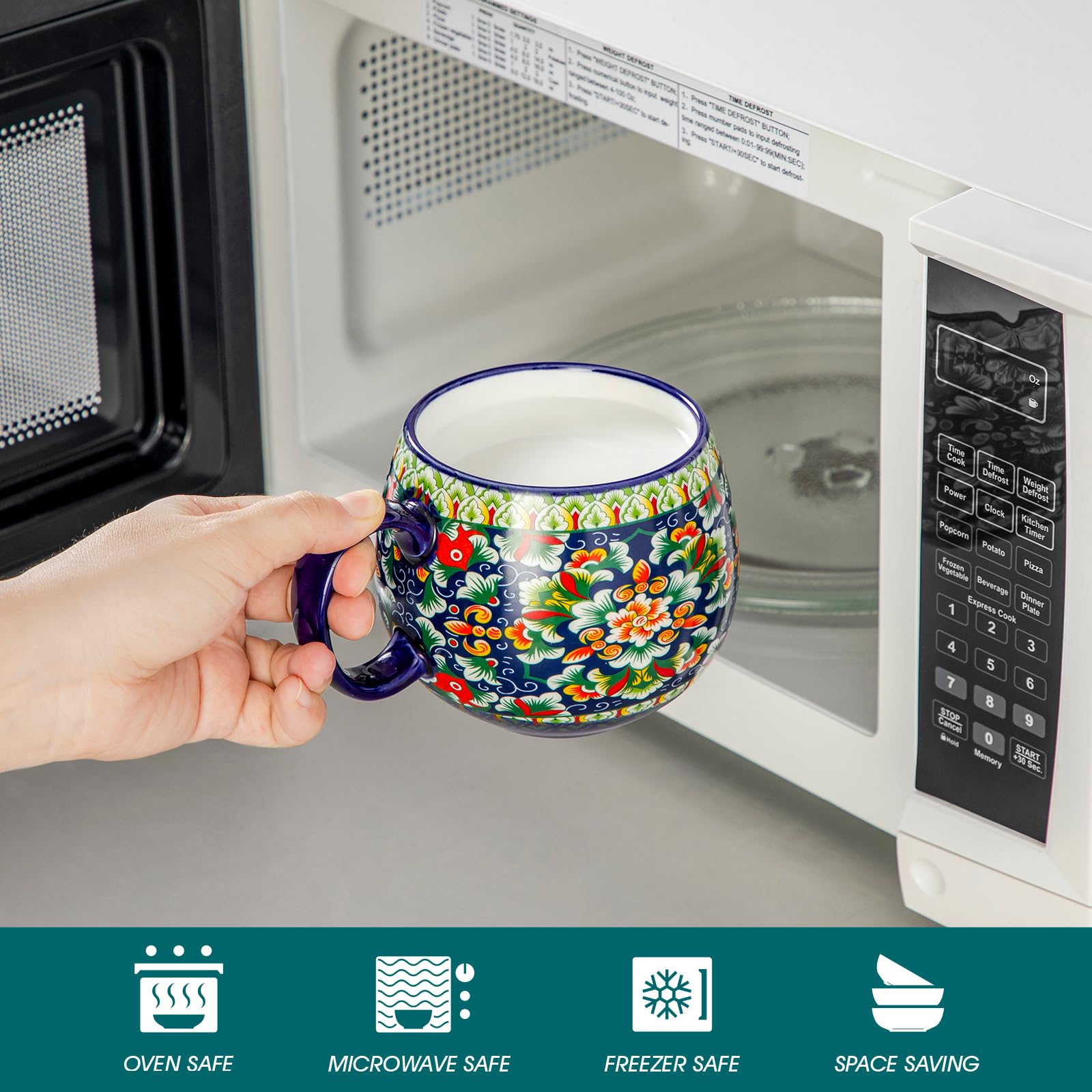 Vancasso hand-finished boho mugs in a colorful six-pack