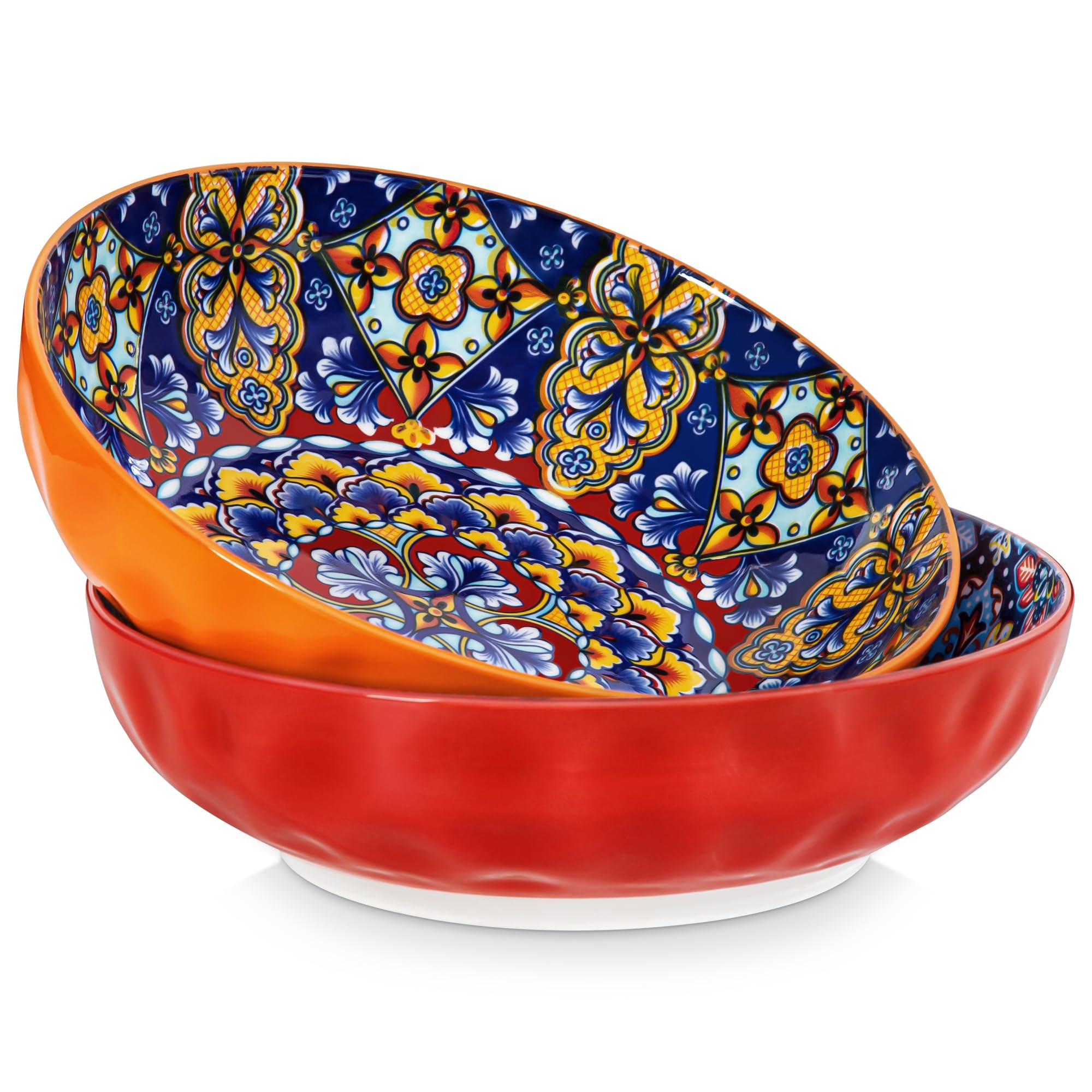 Vancasso large red Boho serving bowl ideal for salads and entertaining.