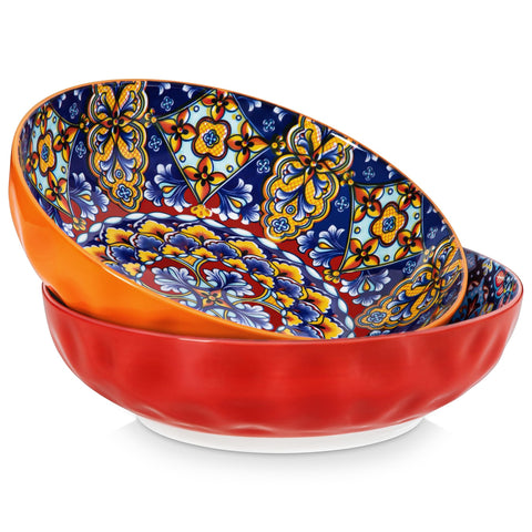 Vancasso large red Boho serving bowl ideal for salads and entertaining.