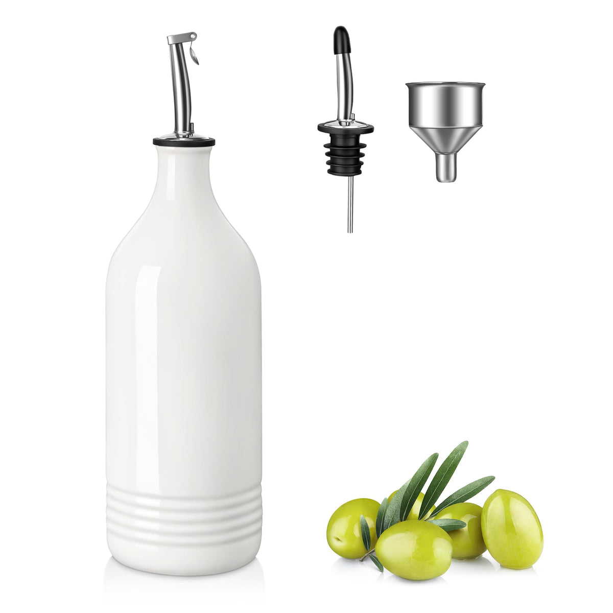 Vancasso olive oil dispenser 20 oz with drip-free spout for clean counters