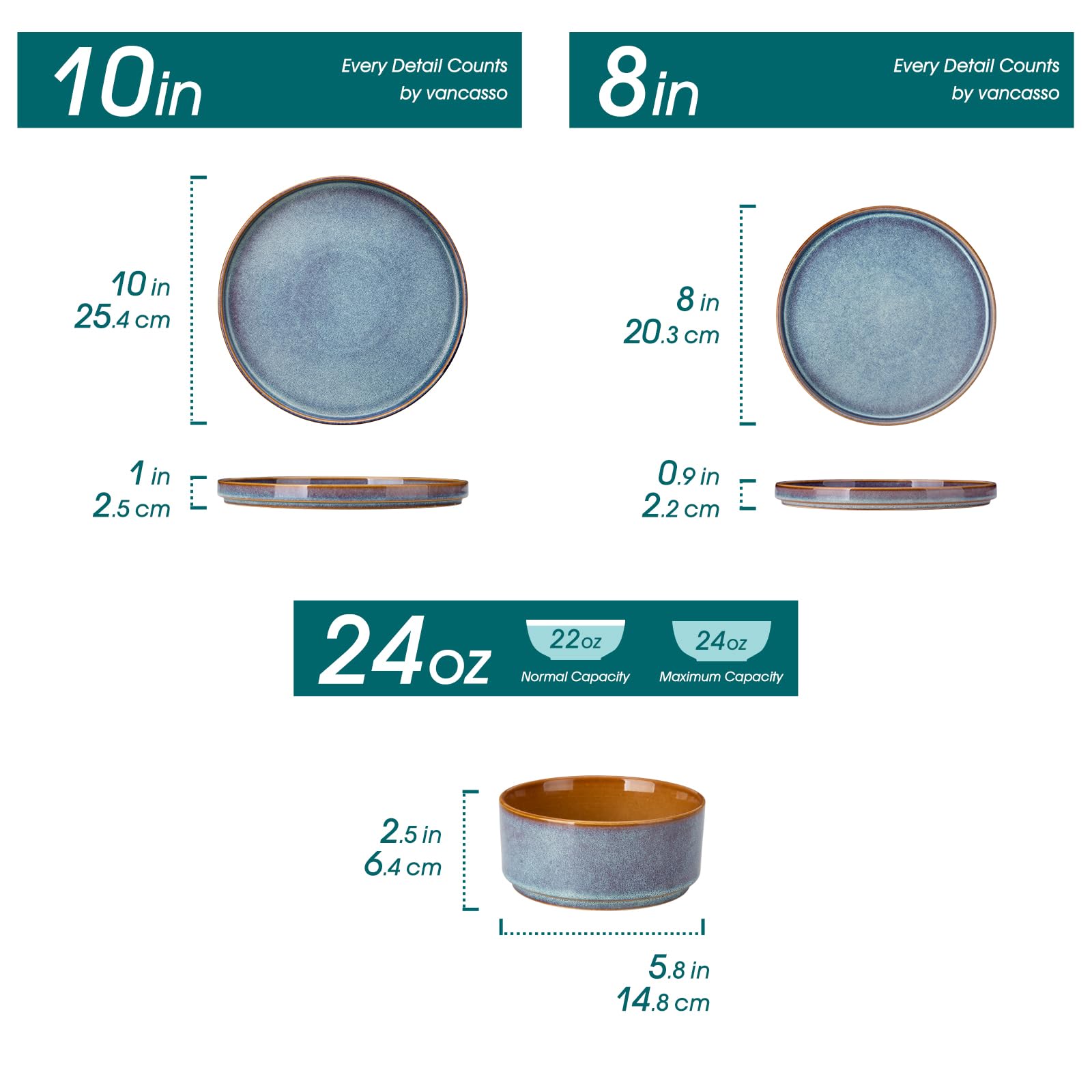 Close-up of the dual-tone reactive glaze on Vancasso Onion for rich color and texture.