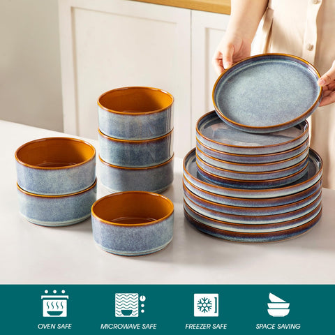 Vancasso Onion exterior blue violet glaze adds visual depth and style.