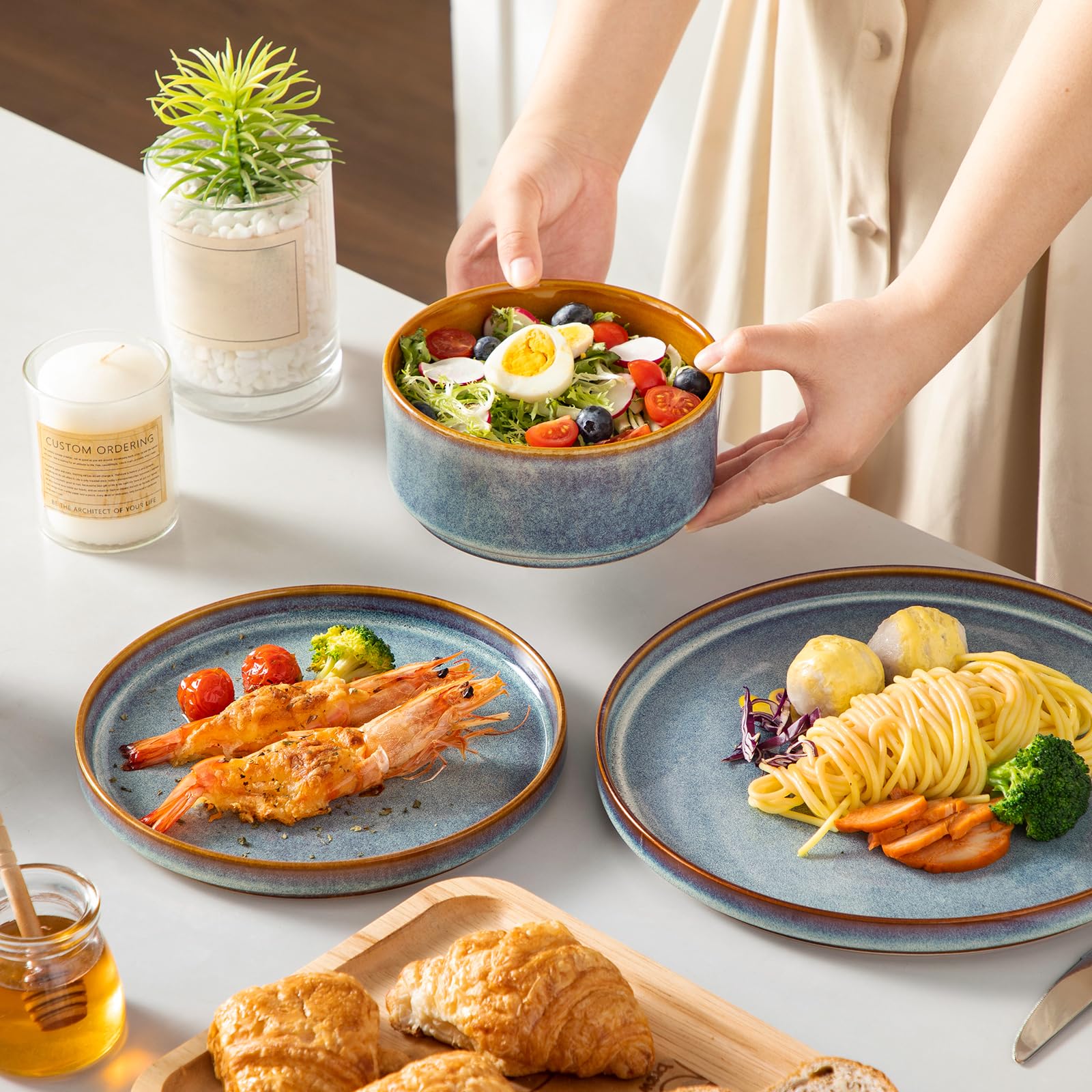 8-inch salad plates detail showing smooth rims and even glaze.
