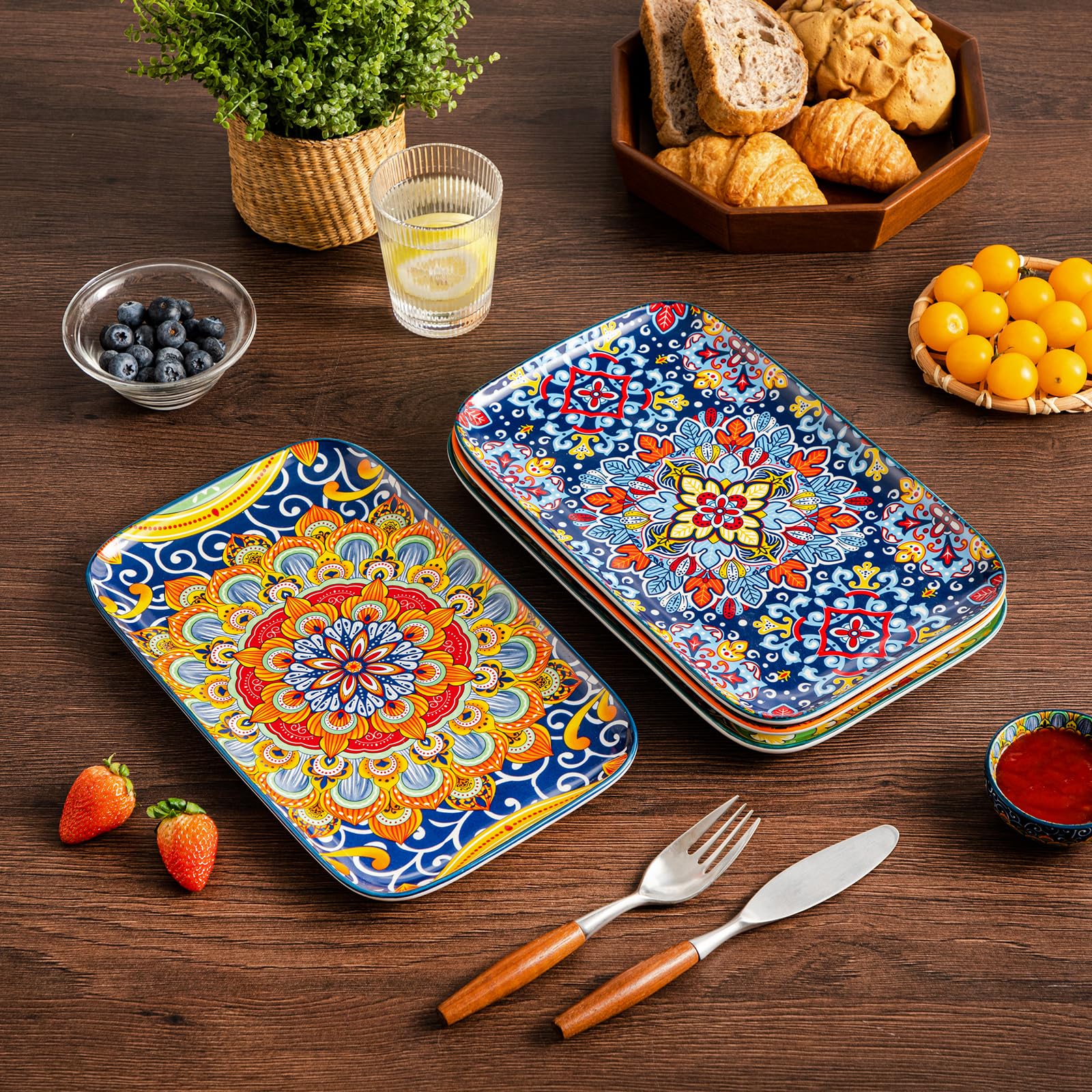 Vancasso platters stacked neatly to save cabinet space.