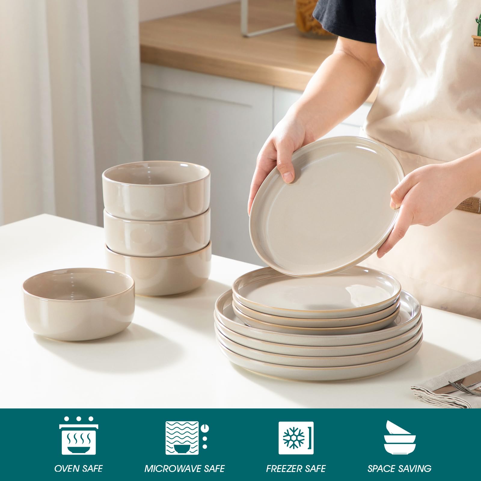 Vancasso Playa 26oz grey bowl for soups and cereals.