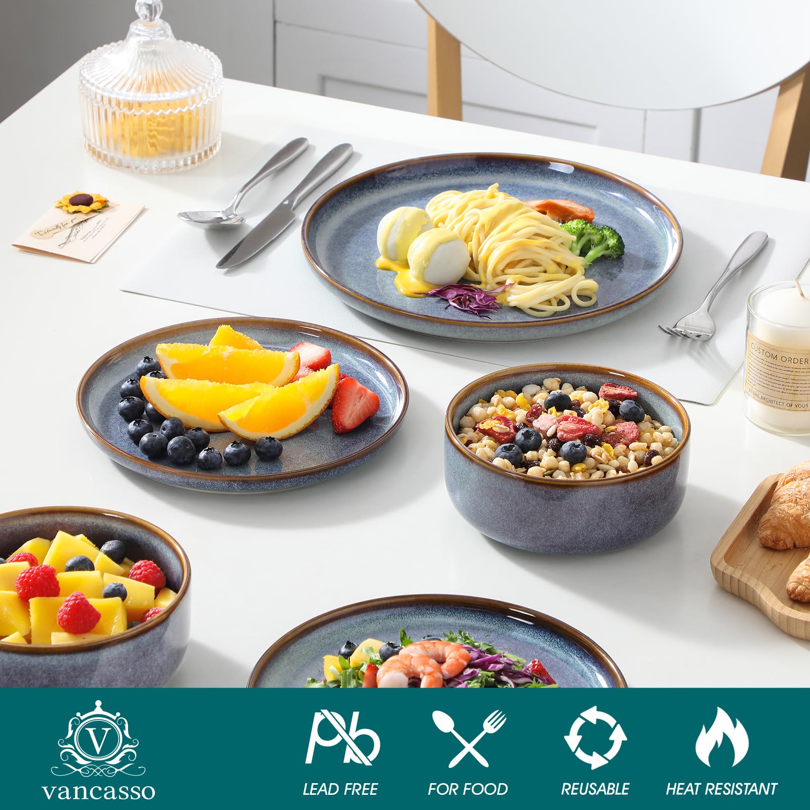Vancasso Playa bowls 26oz closeup emphasizes generous capacity for soups and cereals.