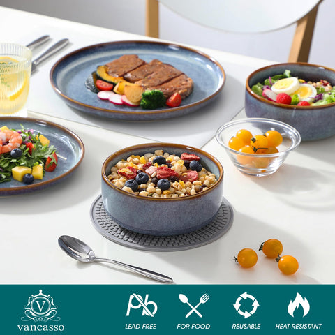 Vancasso Playa bowls, 26 oz, perfect for soups and cereals with a reactive glaze.