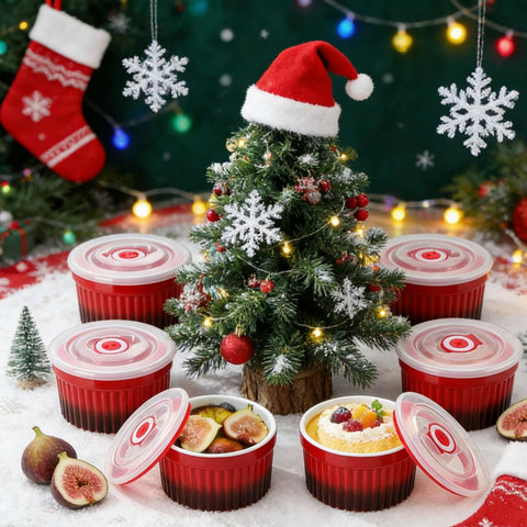 Vancasso porcelain creme brulee dishes in red set for baking
