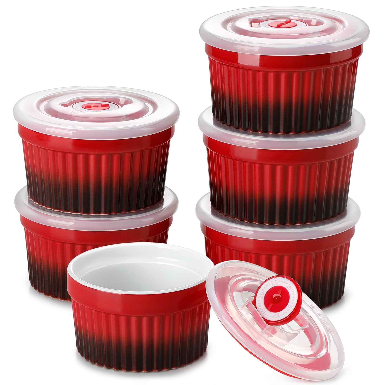 Vancasso 8oz ramkins with lid, top view for easy serving