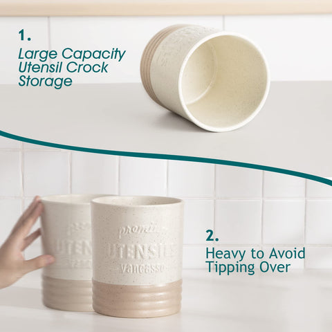 Sabine utensil holder with utensils inside, demonstrating deep capacity for 15–20 tools