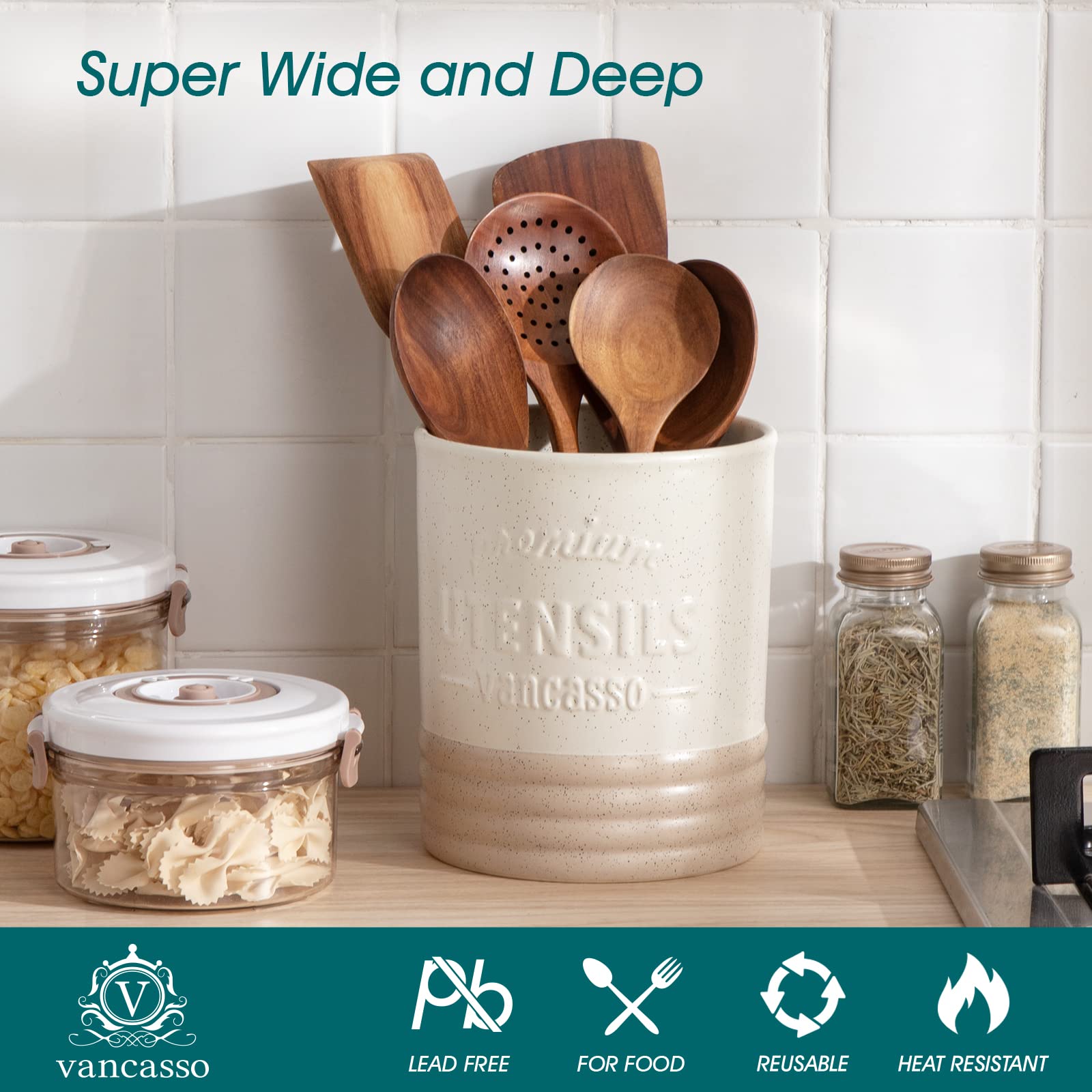 Sabine on a bright kitchen counter scene, adding warm farmhouse style