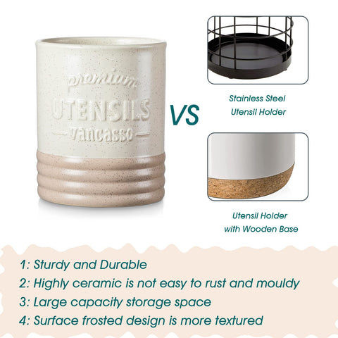 Side view of the Sabine utensil holder, showing its stable base and depth