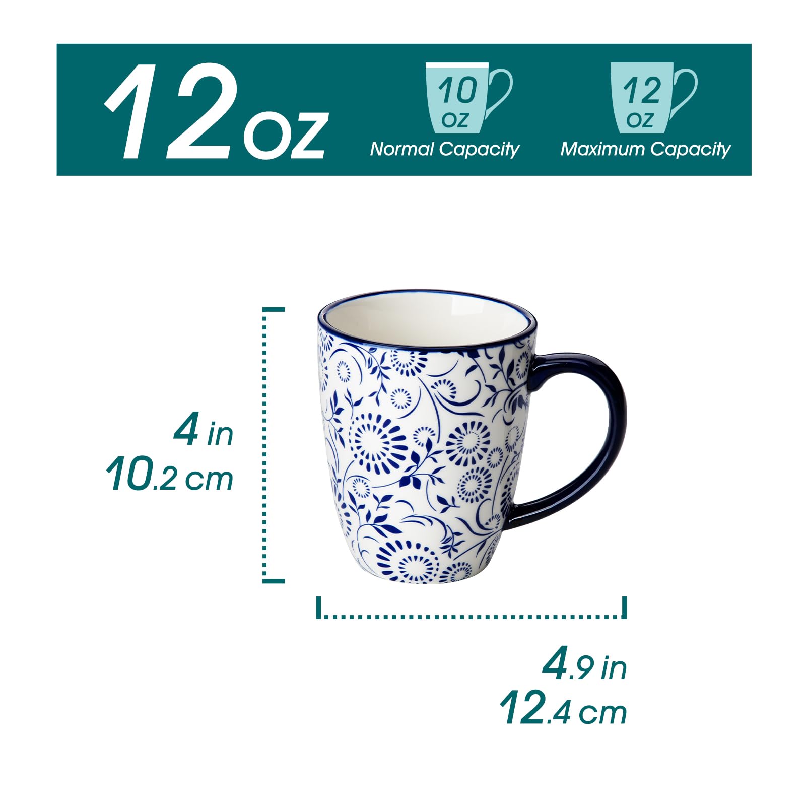Vancasso Selene 12oz porcelain mug with handle for comfortable hot beverages