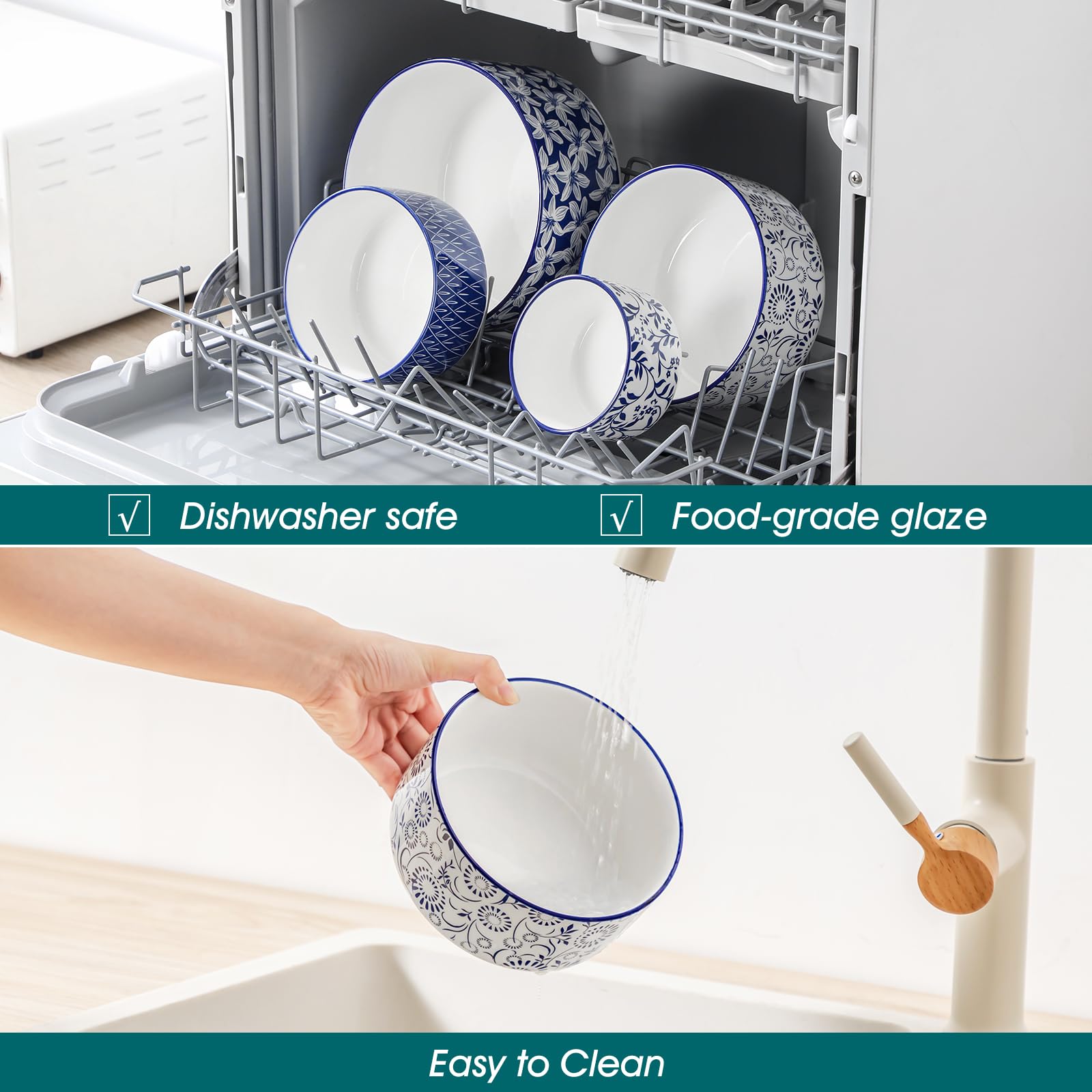 Vancasso Selene 20oz ceramic bowl with lid ideal for prep and storage.