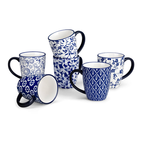 Vancasso Selene blue floral design mugs add timeless decor and everyday coffee charm