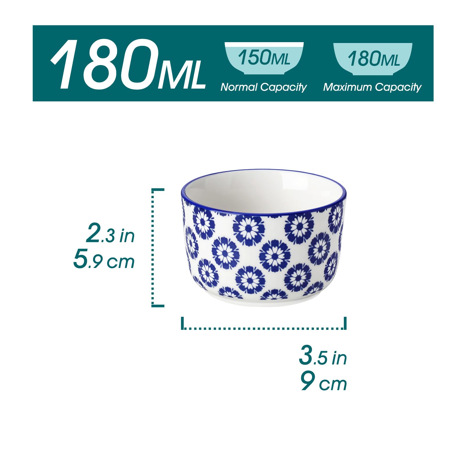 Vancasso Selene blue floral ramekins with hand-painted Mediterranean charm.