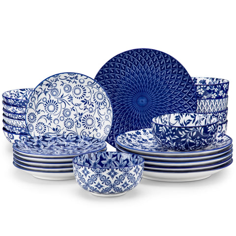 Vancasso Selene dinner plates in blue and white glaze for elegant meals.