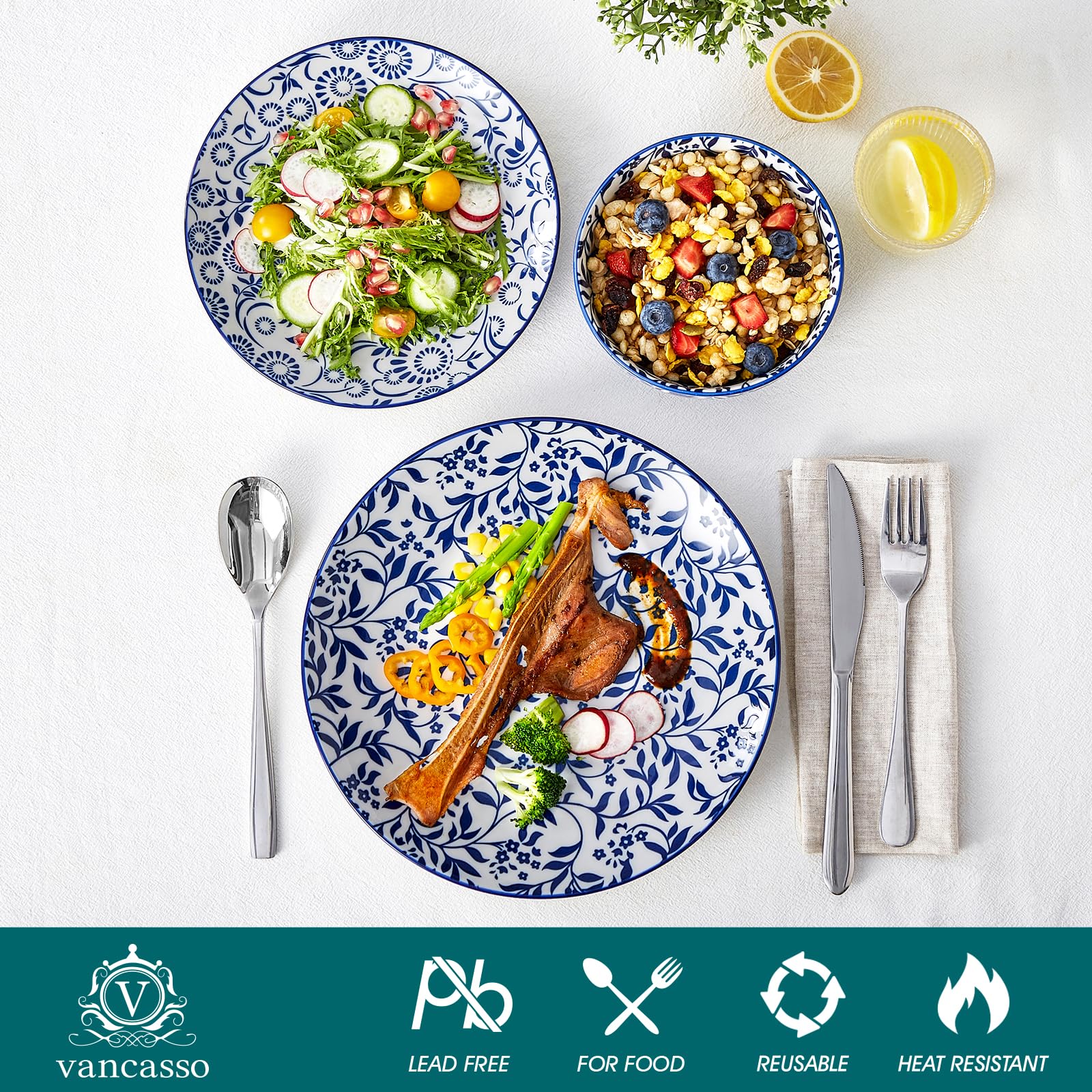 10.25-inch dinner plates offer ample space for main courses