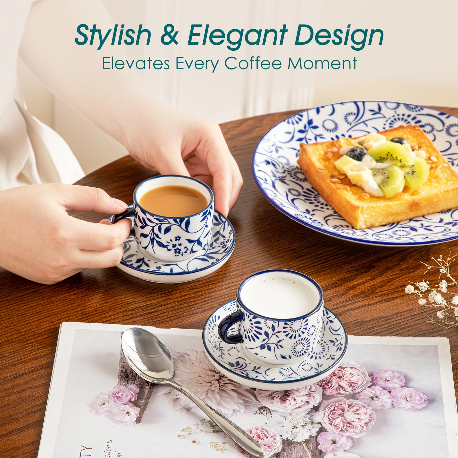 Vancasso Selene porcelain is dishwasher-safe and microwave-safe for easy cleanup