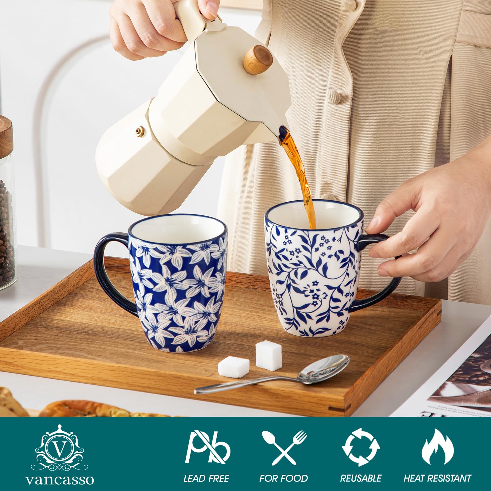 Vancasso Selene ergonomic handle mug designed for secure grip